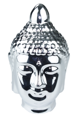 Beeld boeddha hoofd RAMESA - Zilver - 18 cm