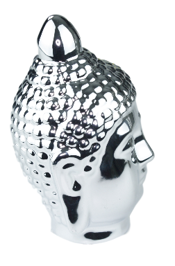 Beeld boeddha hoofd RAMESA - Zilver - 18 cm