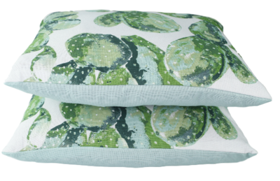 Sierkussenhoes met cactus motief - Set van 2 - Groen/Wit - 40x40cm
