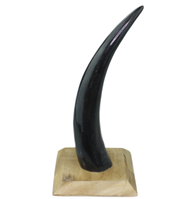 Decoratie Hoorn op voet Roan - Zwart/Bruin - 14x14x30cm