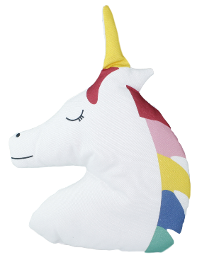 Knuffelkussen unicorn - Wit/Multicolor - H 36 x L 26 cm - Vormkussen