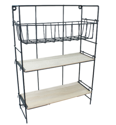 Industriele wandrek ASHA - Zwart - Hout / Metaal - 28x10x39cm