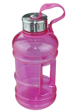 Waterfles 1L - Roze / Zilver - Kunststof - Drinkfles