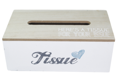 Tissuebox / Tissuehouder JOUKE - Wit/Bruin - Hout - 25x14x9.5cm