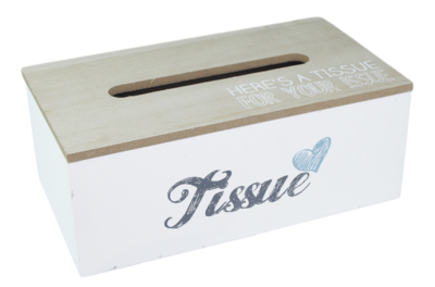 Tissuebox / Tissuehouder JOUKE - Wit/Bruin - Hout - 25x14x9.5cm