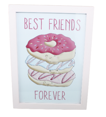 Schilderij Donuts - Best friends forever - Roze - 25x34cm