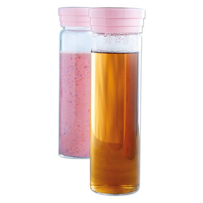 Drinkfles met deksel - 0,55 l - Roze - Glas / Kunststof