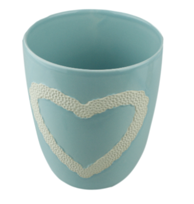 Bloempot met hart Lovely - Blauw - Keramiek - Ø12.5x14.5cm