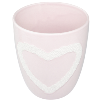 Bloempot met hart Lovely - Roze - Keramiek - Ø12.5x14.5cm