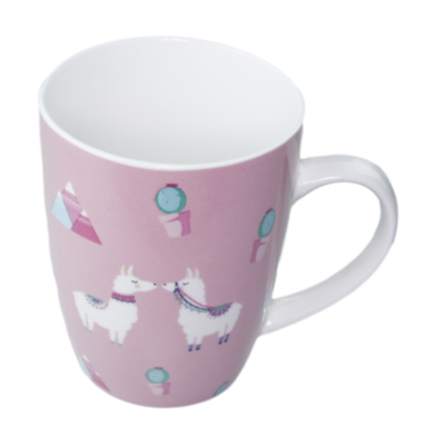 Mok met Lama's - Roze - Porselein - Beker