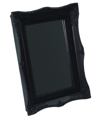 Spiegel MARLOES - Barok - tafel / make-up spiegel - Zwart - Kunststof - 14.5x19x2cm
