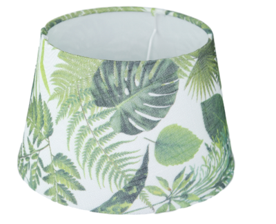 Lampenkap MARLIES met blad motief - Groen/Wit - Ø20cm - Katoen