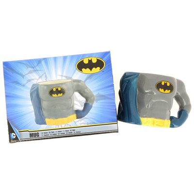 3D Batman Mok - Grijs/Blauw/Geel - Porselein - Beker