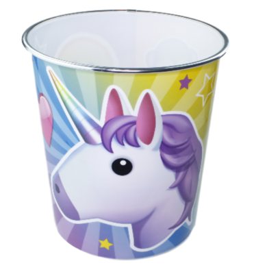 Kinder Prullenbak Emoji Unicorn - Multicolor - Ø20,5x22cm - Prullenmand