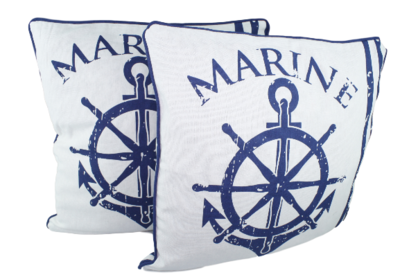 Sierkussenhoes Marine - Set van 2 - Blauw/Wit - 45x45cm
