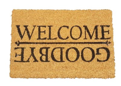 Deurmat met tekst MARGRIET - ' Welcome / Goodbye ' - Kokosmat - 40x60cm