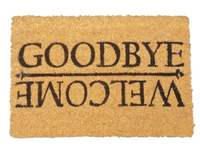 Deurmat met tekst MARGRIET - ' Welcome / Goodbye ' - Kokosmat - 40x60cm