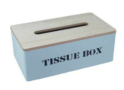 Tissuebox / Tissuehouder EMERSON - Blauw - Hout - 25x14x9cm