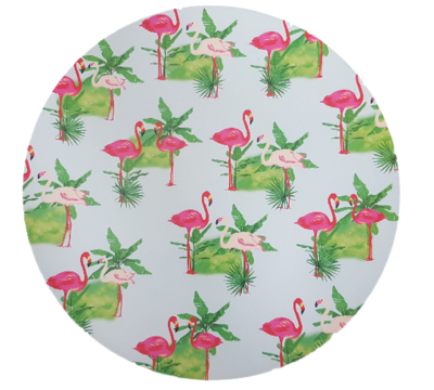 Decoratie bord met Flamingo motief - Multicolor - Ø40cm
