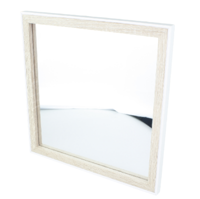 Spiegel ALLARD - Wit/Bruin - Hout - 30x30cm - Vierkant - Wandspiegel