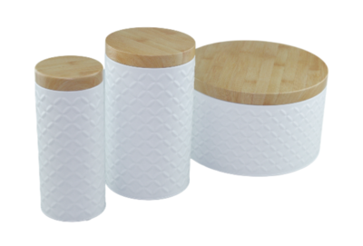 Set van 2 opbergblikken met patroon JENS - Wit - Maat S