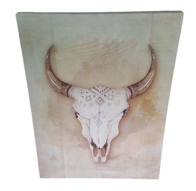 Canvas gewei stier - Taupe - 28x38cm - Schilderij