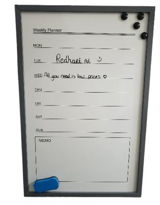 Memobord/Whiteboard JOHAN - Weekplanner - Planningbord - Grijs - 40 x 60 cm