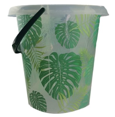Emmer met blad motief - Groen / Transparant - 12 Liter - Ø 30 cm