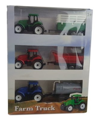 Tractor met aanhanger - Set van 3 - Multicolor - Kunststof