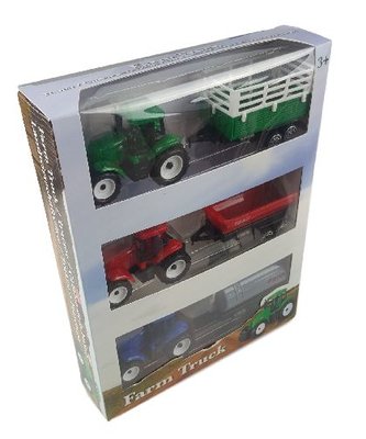 Tractor met aanhanger - Set van 3 - Multicolor - Kunststof