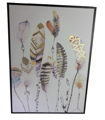 Schilderij Veren - multicolor - 50x70 cm
