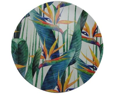 Decoratie bord met blad motief - Multicolor - Ø33cm