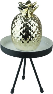 Kaarsen / vazen tafeltje HARMKE - Zwart/Wit - Metaal - H15 x Ø15cm
