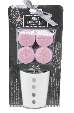 Geurbrander BELINDA - 4 waxmelts - Wit / Roze