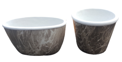 Bloempot GEORGE - Marmer - Taupe - 25x12.5x14.5cm