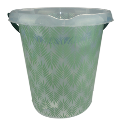 Emmer met blad motief II - Groen / Transparant - 12 Liter - Ø 30 cm