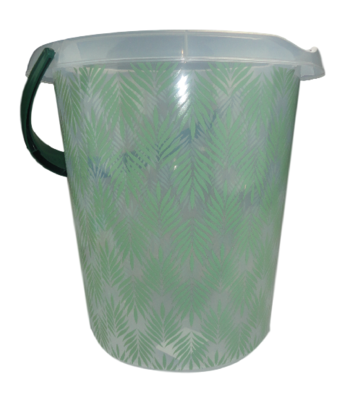 Emmer met blad motief II - Groen / Transparant - 12 Liter - Ø 30 cm