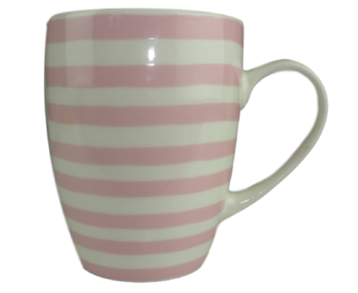 Mok met candy stripes ALETTA - Roze / Wit - Keramiek - Beker - Set van 2