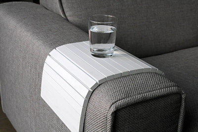 Armleuning Dienblad DEBORA - Wit - Sofa Tray - Flexibel Bank Dienblad - Banktafeltje - Sofa Dienblad