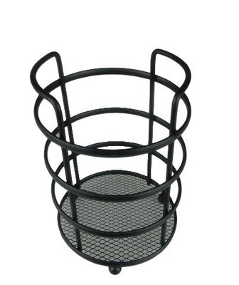 Keukengerei opberger/ bestekhouder AUKE - Zwart - Staal - Rond - Ø11 x H16,5 cm