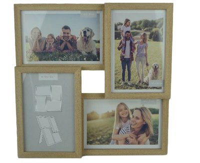 Fotoframe HAMER - Hout / Kunststof - Bruin - Collage - 4x 10x15