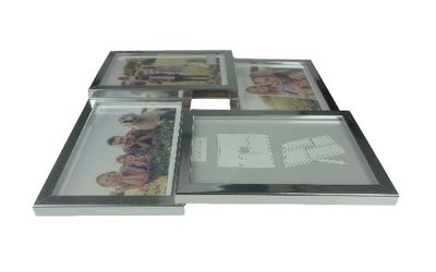 Fotoframe HAMER - Hout / Kunststof - Zilver - Collage - 4x 10x15
