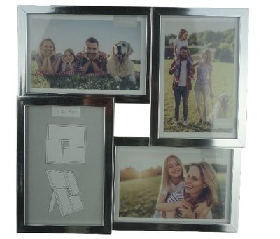 Fotoframe HAMER - Hout / Kunststof - Zilver - Collage - 4x 10x15