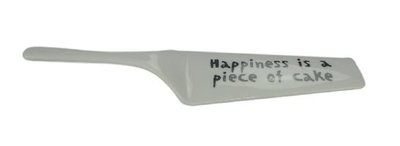 Taartschep met tekst - Wit / Zwart - 25 x 6 x 2.5 cm