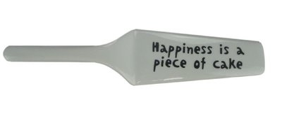 Taartschep met tekst - Wit / Zwart - 25 x 6 x 2.5 cm