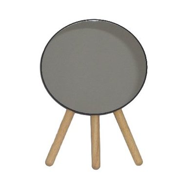 Ronde spiegel op pootjes DEMI - Zwart / Bruin - h 22.5 x Ø 16.5