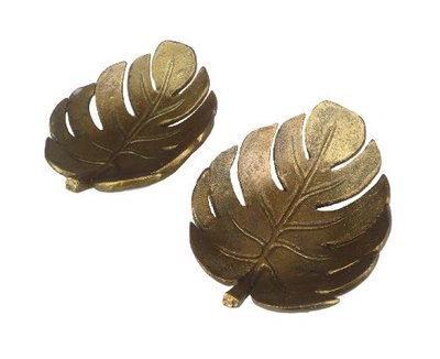 Schaal met blad motief - Goud - 13 x 10 x 4 cm