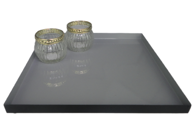 Decoratie tray/dienblad RINY - Grijs / Zwart - Metaal - 25 x 25 x 1.5 cm