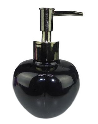 Luxe zeepdispenser STEVE - Zwart - Glas / Kunststof - 8 x 8 x13 cm - Appel vorm