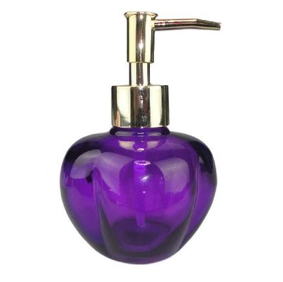 Luxe zeepdispenser STEVE - Paars / Goud - Glas / Kunststof - 8 x 8 x13 cm - Appel vorm
